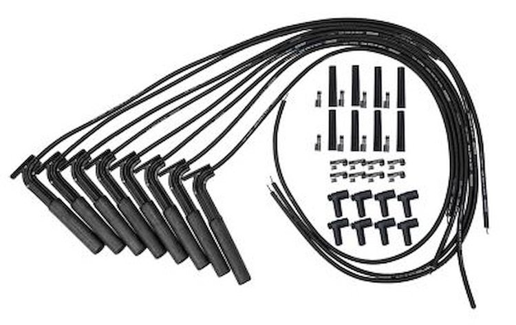 73856 Universal Cut-to-Fit Ultra 40 Coil Pack Wire Set, 8.65 mm, Hemi Plug Ends [Black]