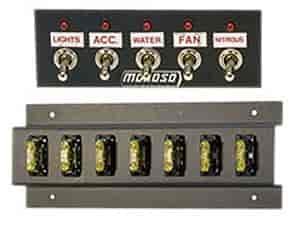 2" x 5-1/2" Dash-Mount Street 5-Switch Panel 7-Station Fuse Panel