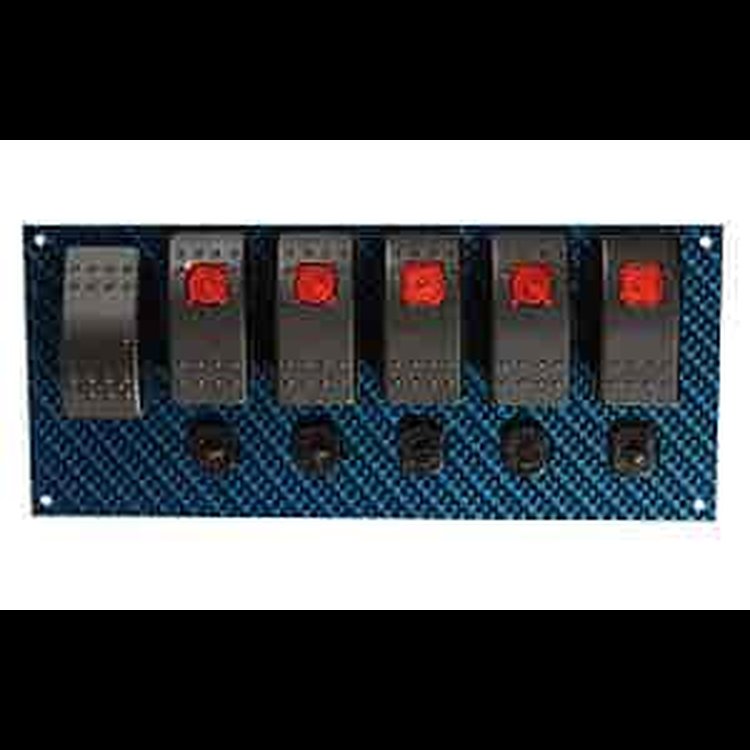 Blue/Black Fiber Rocker Switch Panel Starter Plus 5 On/Off Switches