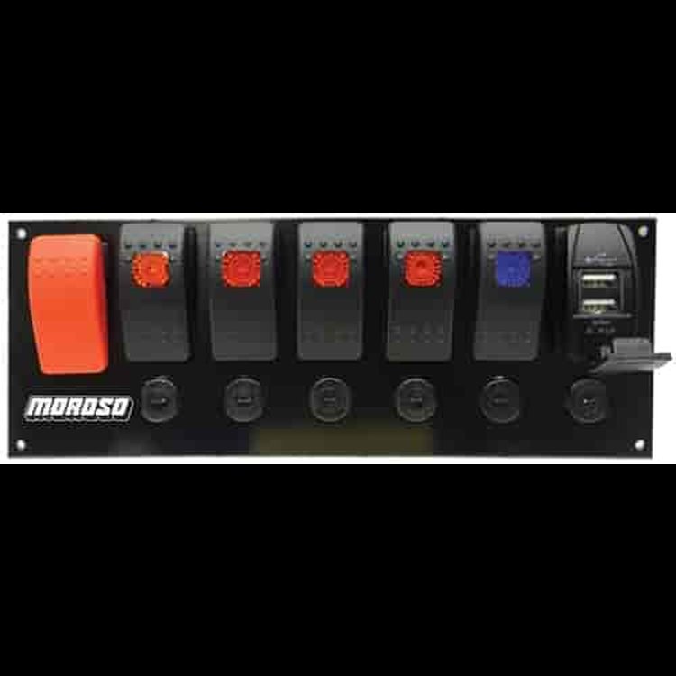 Rocker LED Switch Panel, Circuit Breakers & USB Ports