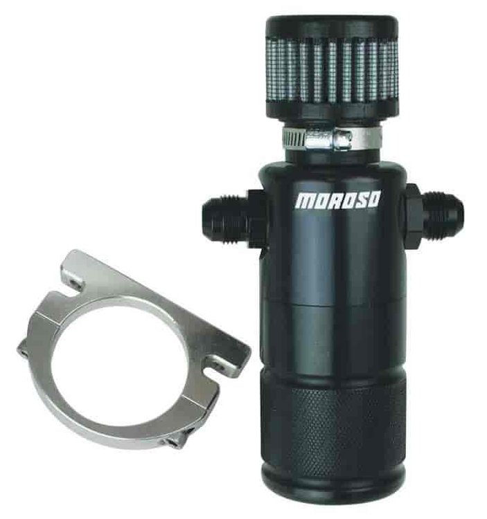 Compact Oil Breather Tank (2) -8 AN Fittings [Aluminum | Black Anodized Finish]