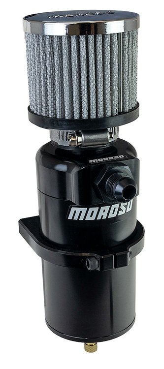 85410 Billet Breather Tank Catch Can, Single Inlet, -8 AN [Black Anodized]