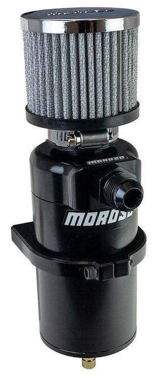 85411 Billet Breather Tank Catch Can, Single Inlet, -10 AN [Black Anodized]