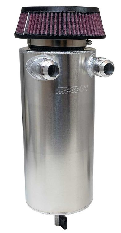 85755 Aluminum Breather Tank Catch Can, Dual Inlet, -16 AN [Natural]