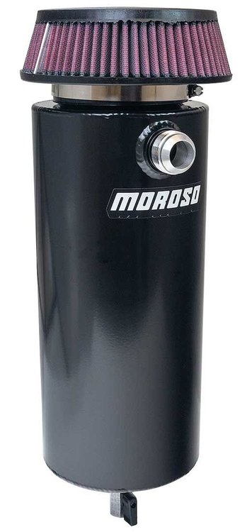 85756 Aluminum Breather Tank Catch Can, Single Inlet, -16 AN [Black Powder-Coated]