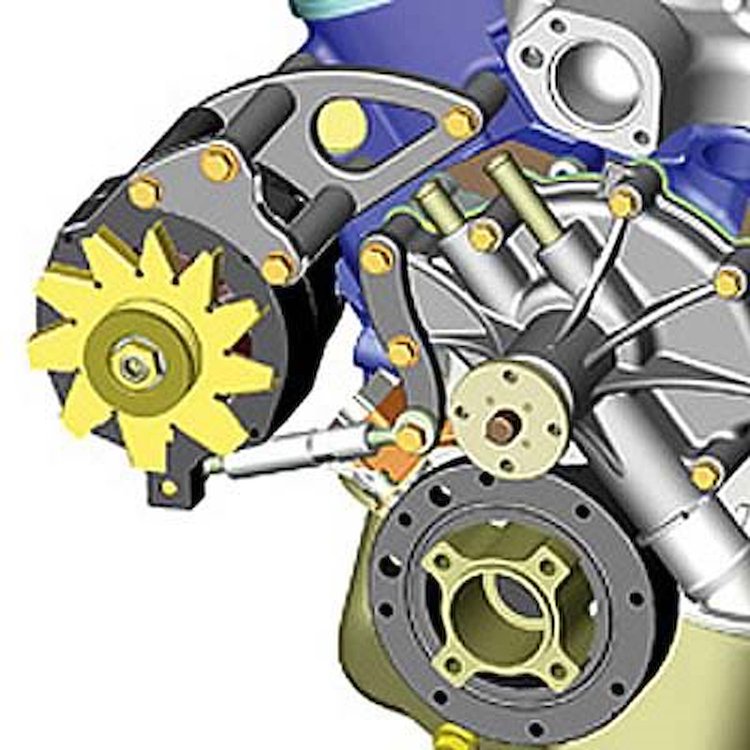 Polished Bracket SB Ford for GM Alts with Clockwise Pump (ft79-85 Mustang)