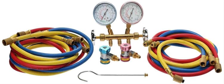 R12 and R-134A Brass Manifold Hose Set And Service Couplers