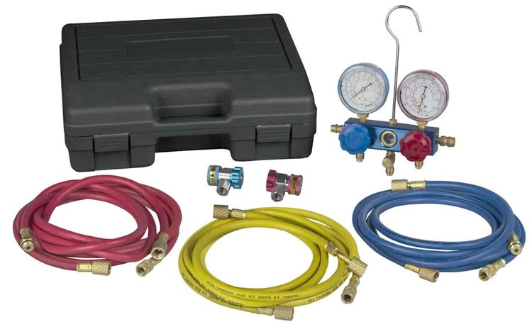 R12 and R134A Aluminum Manifold Hose Set And Service Couplers