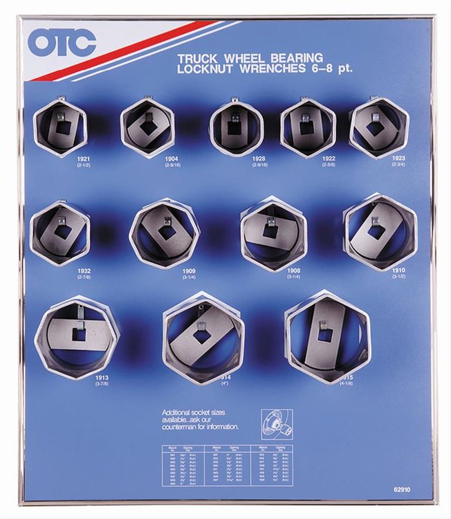 9852 Truck Wheel Bearing Locknut Sockets (6 & 8-pt.) w/Display Board