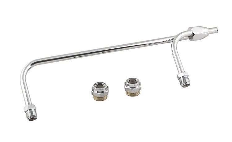 Chrome Fuel Line Kit Fits Holley carbs 4150, double pumpers, and square flange with primary & secondary metering blocks