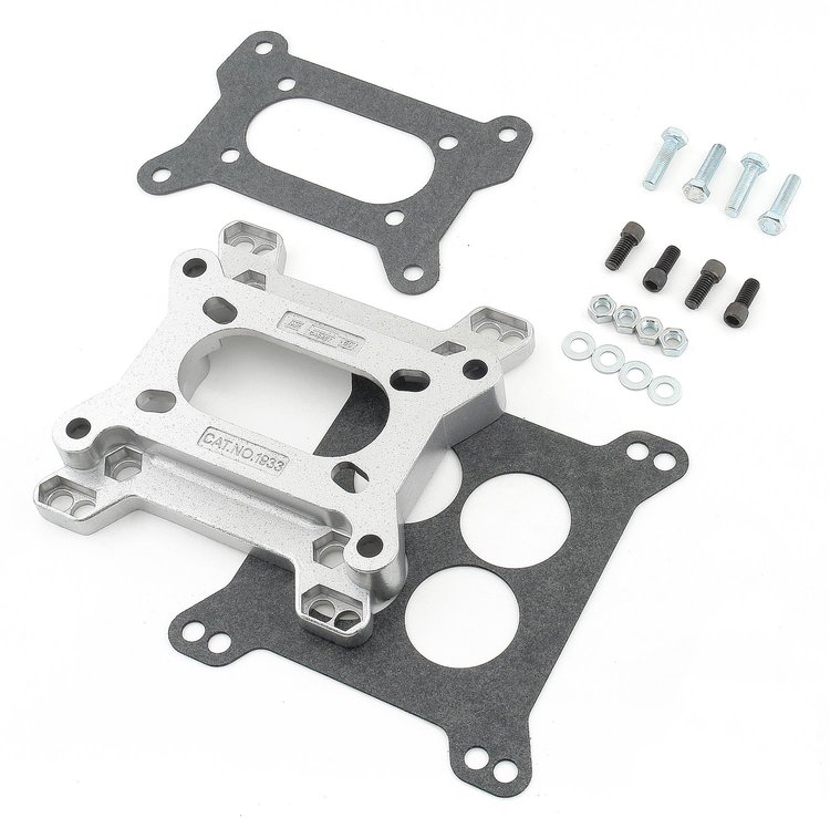 Carburetor Adapter for 4-Bolt 4-Barrel to 4-Bolt 2-Barrel Manifolds [1 in. Thick, Open Center]