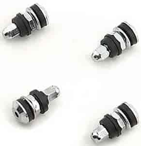 Tire Valve Stems and Caps - Chrome Straight Style Outer Mount