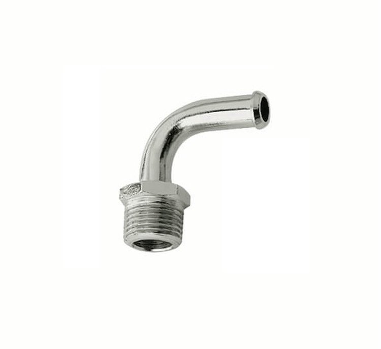 Chrome Barb to NPT Fitting 90° 3/8" NPT
