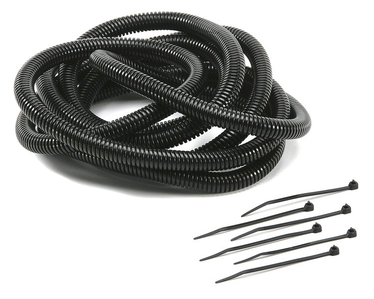 Convoluted Tubing with Tie Straps Black