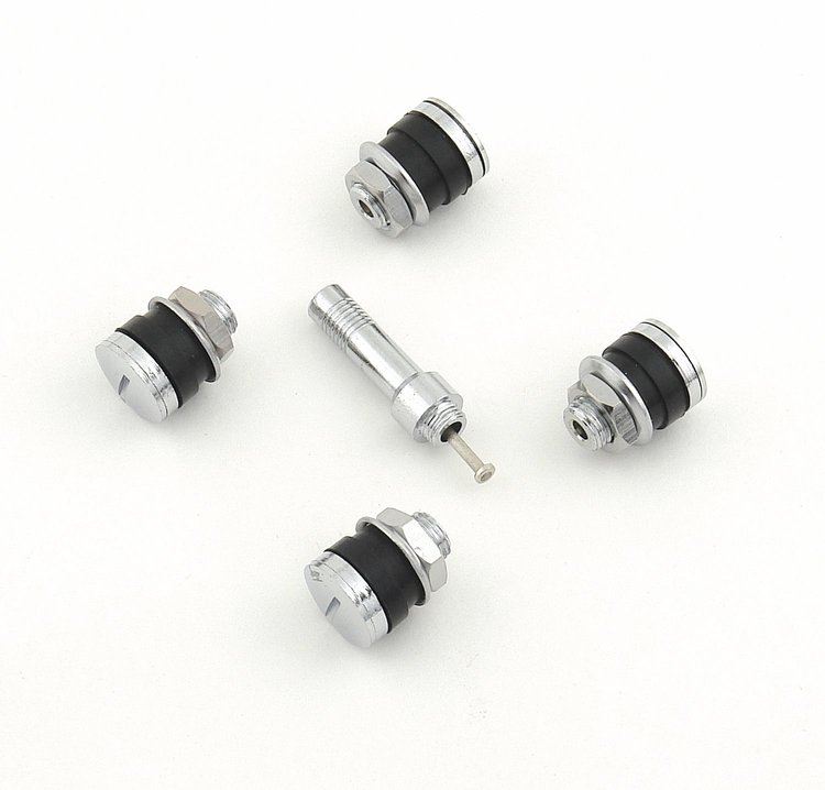 Tire Valves and Caps - Chrome Flush Mount .453" Diameter Valve Stem Hole