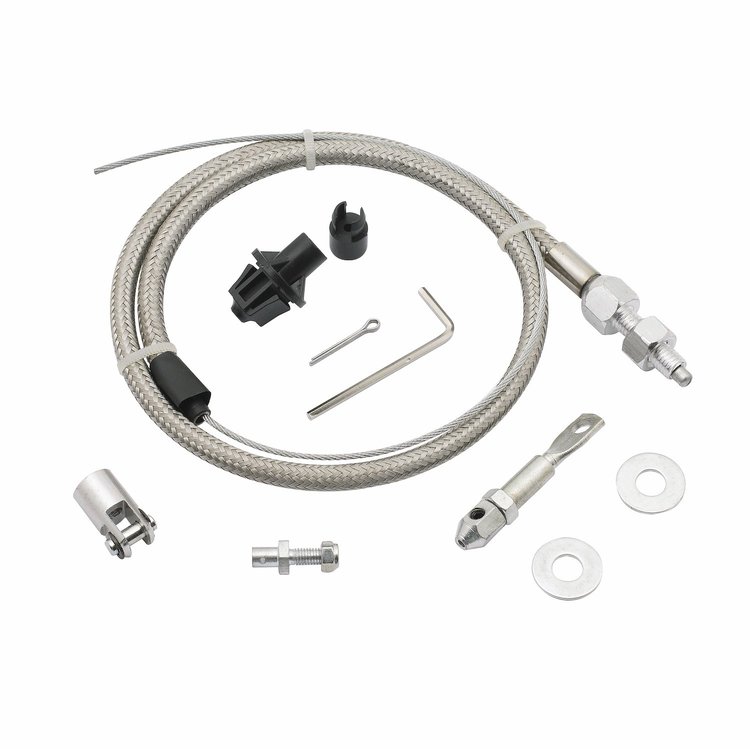 Universal Throttle Cable Kit [36 in. Braided Stainless Cable, 24 in. Sleeve]