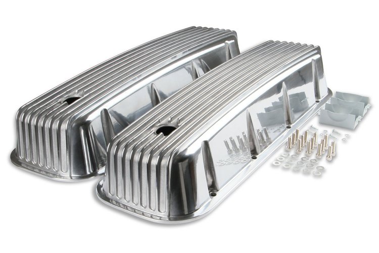 Cast Aluminum Tall Valve Covers for 1965-2000 Chevy 396-454 Big Block [Polished, Finned]