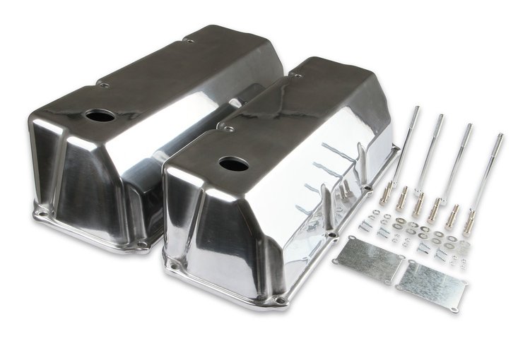 6890G Cast Aluminum Tall Valve Covers for 1971-1982 Ford 351C, 351/400M [Polished Finish]