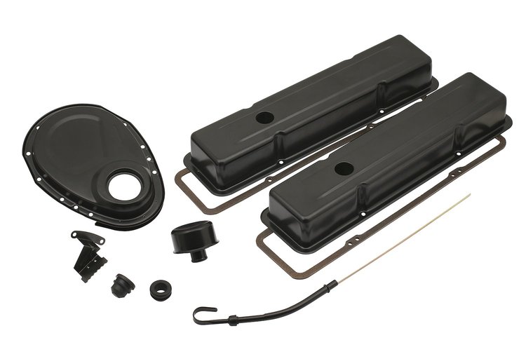 Flat Black Engine Dress-Up Kit 1965-79 Small Block Chevy Includes: