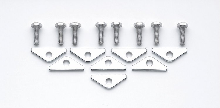 Chrome Valve Cover Clamps and Bolts for Stamped Steel Valve Covers [1/4 in. Dia. Holes]