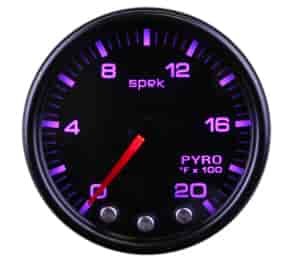 2-1/16" Pyrometer (EGT) Gauge Black Face / Black Bezel