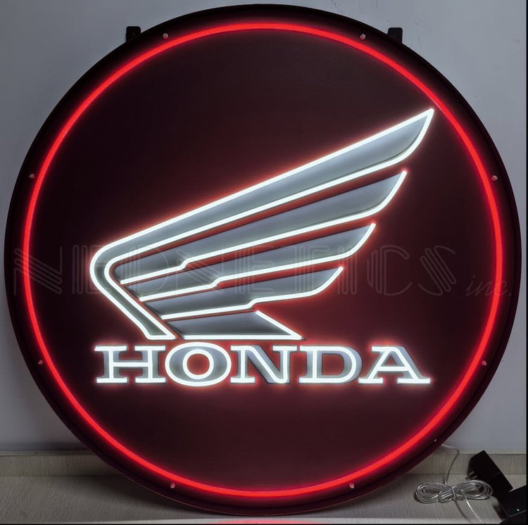 Honda Round 36 in. LED Flex-Neon Sign in Steel Can