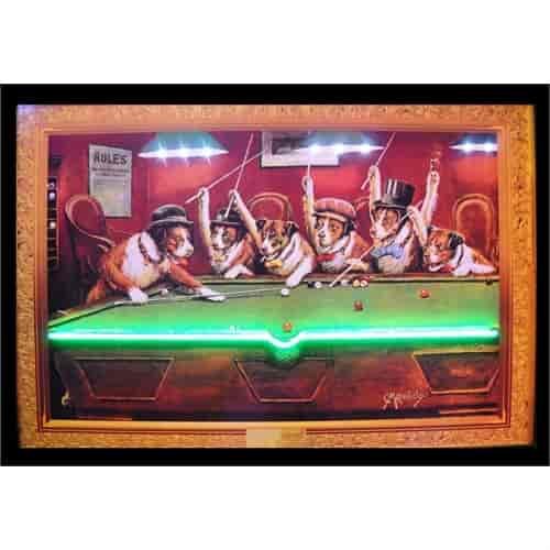Dogs Playing Pool Neon/LED Picture