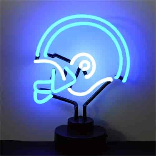 Football Helmet Blue/White Neon Sculpture