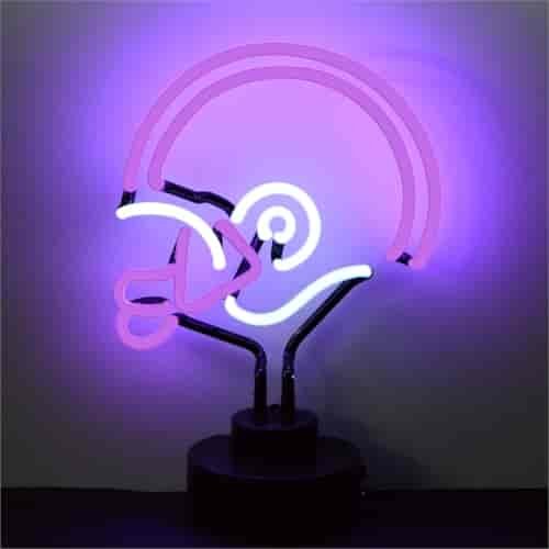 Football Helmet Purple/White Neon Sculpture