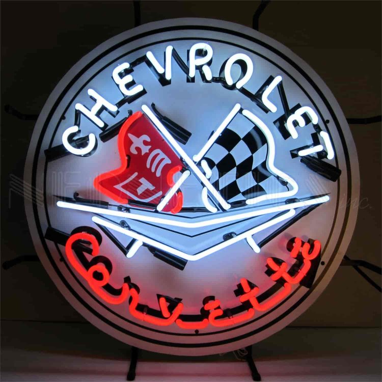 Corvette Flags Neon Sign With Backing