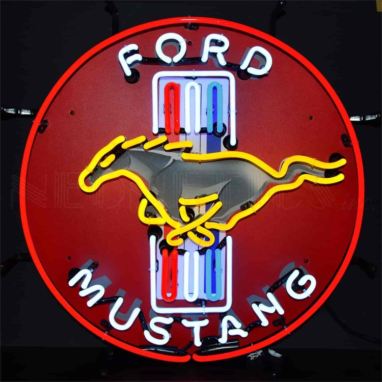 Ford Mustang Red Neon Sign With Backing