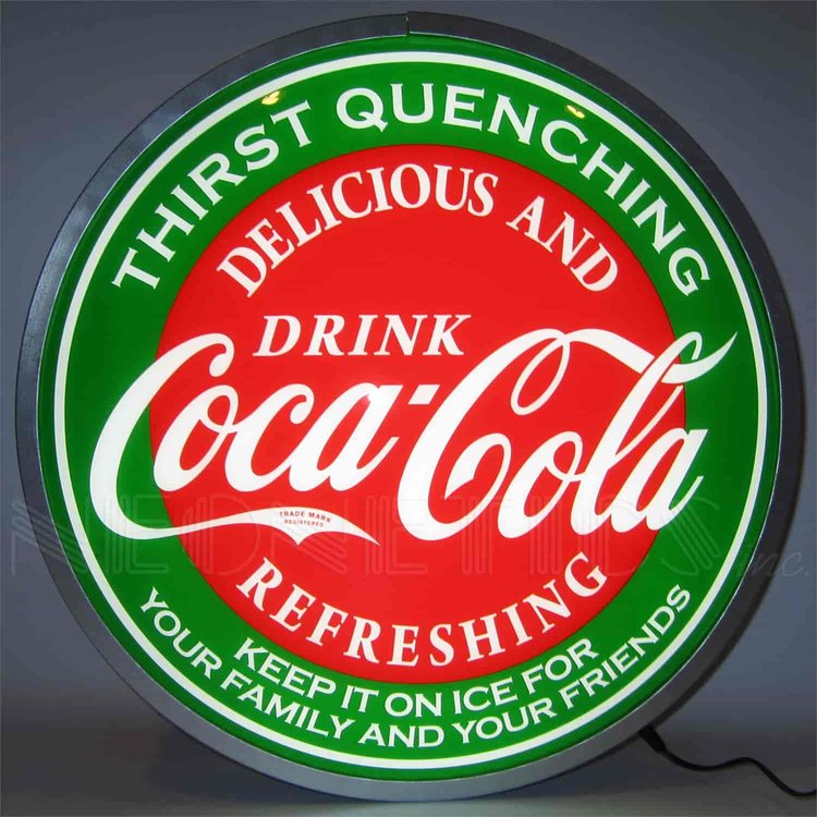 Backlit LED Lighted Round Sign Coca-Cola Evergreen