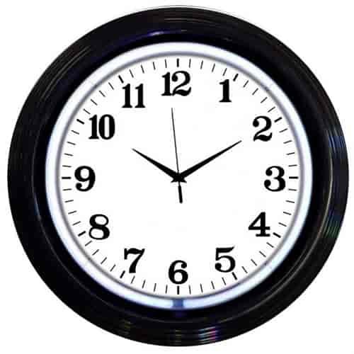 Black Rim White Neon Clock