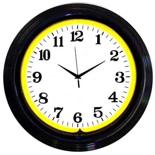 Black Rim Yellow Neon Clock