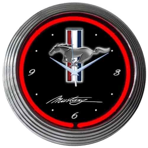 Ford Mustang Red Neon Clock