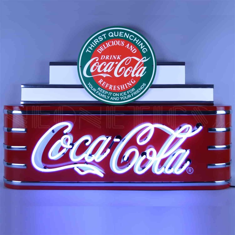 Art Deco Marquee Coca-Cola Evergreen Neon Sign
