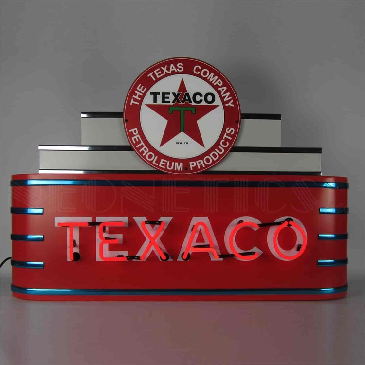 Art Deco Marquee Texaco Motor Oil Neon Sign