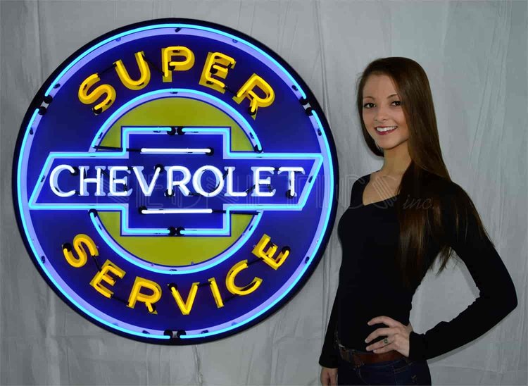 Super Chevrolet Service Big Neon Sign