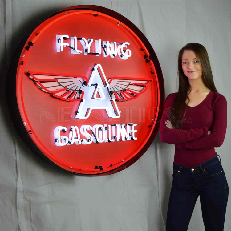 Flying A Gasoline Big Neon Sign