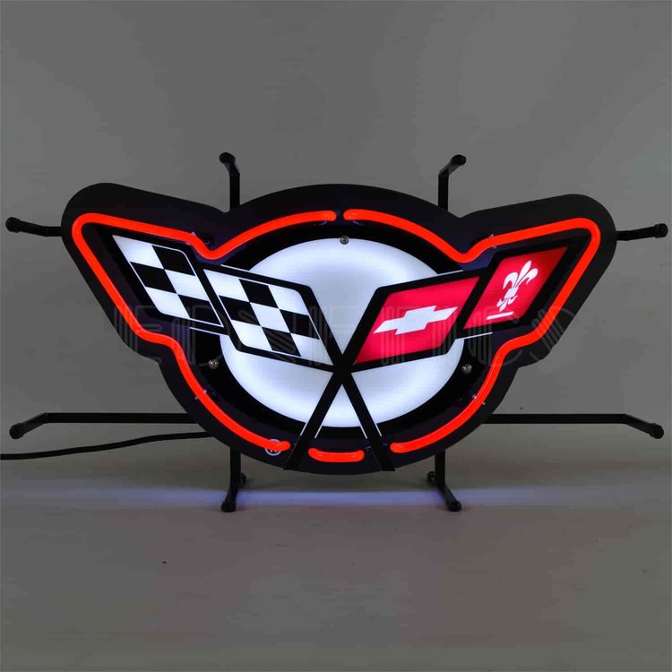 Corvette C5 Flags Neon Sign w/Backing