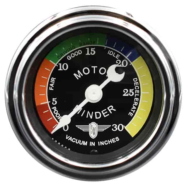 Wings-Series Vacuum/Fuel Economy Gauge, 2-1/16 in. Diameter, Mechanical - Black Facedial
