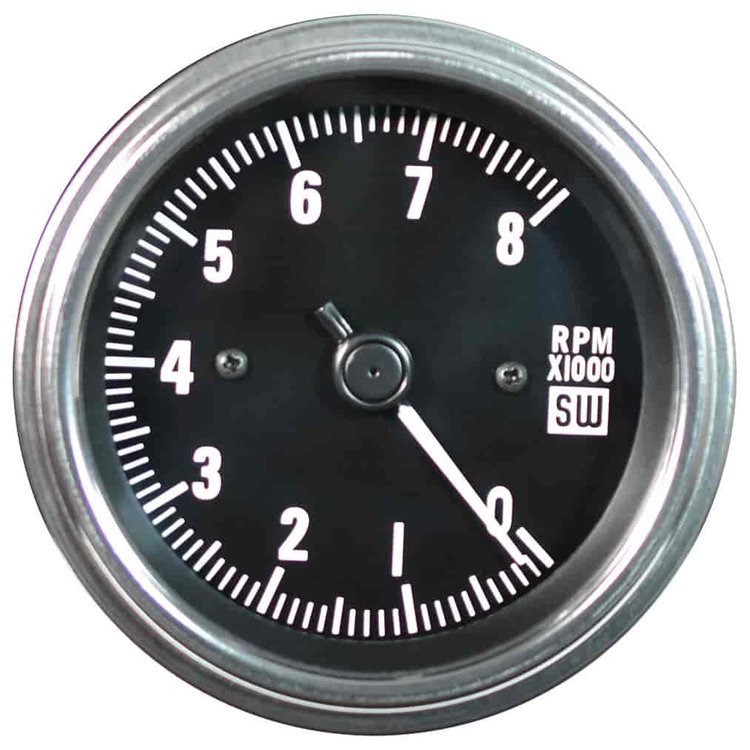 Deluxe-Series Sidewinder Tachometer Gauge, 3-3/8 in. Diameter, Electrical - Black Facedial
