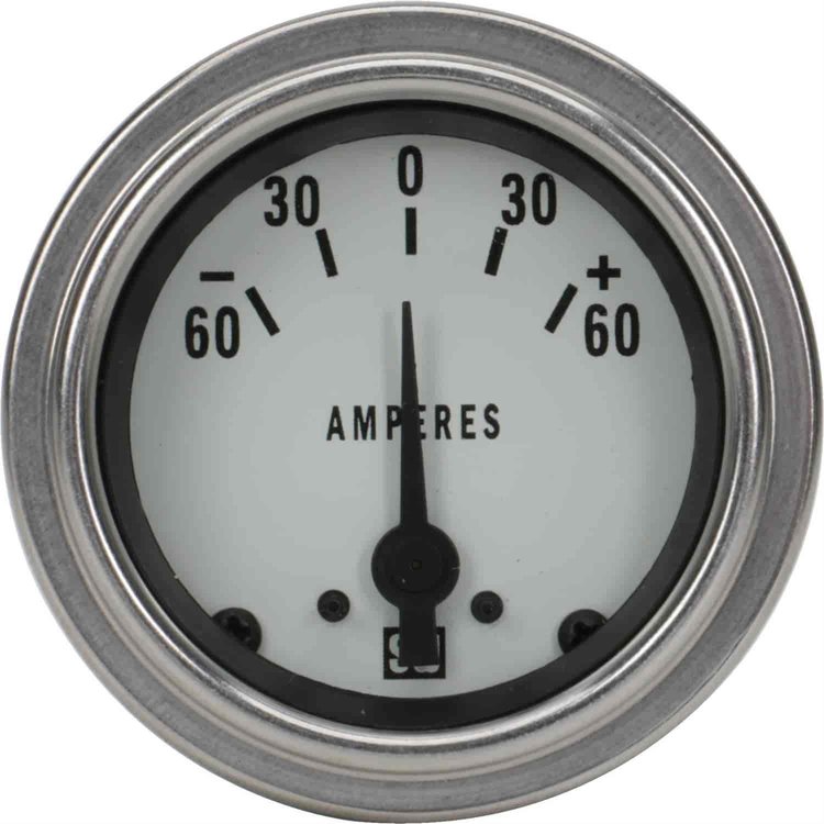 Deluxe-Series Ammeter Gauge, 2-1/16 in. Diameter, Electrical - White Facedial