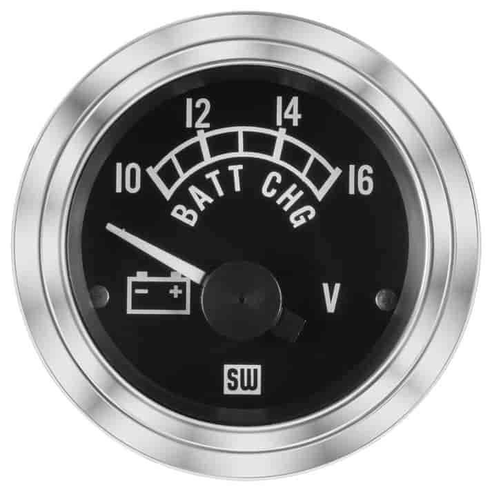 Deluxe-Series Voltmeter Gauge, 2-1/16 in. Diameter, Electrical - Black Facedial