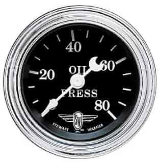 Wings-Series Oil Pressure Gauge, 2-1/16 in. Diameter, Mechanical - Black Facedial