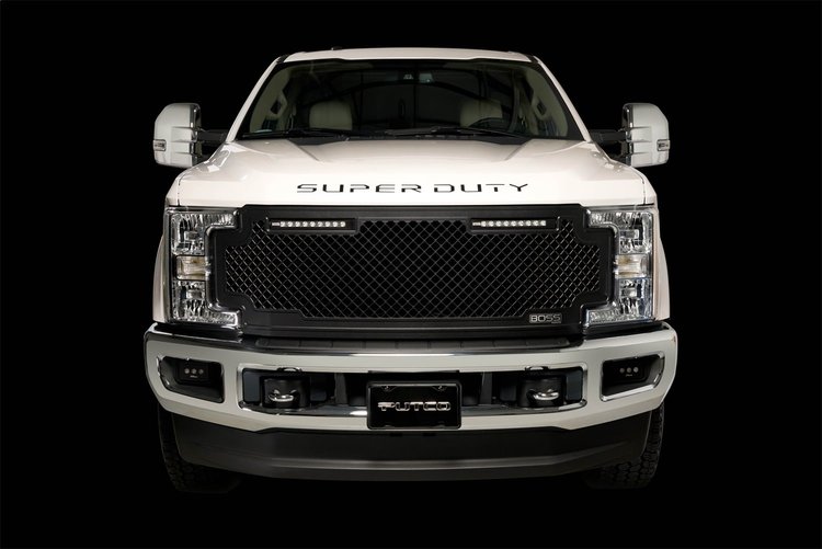 Luminix/BOSS GRILLE Ford Super Duty-Lighted with two 10 Luminix EDGE Light Bars-Without Camera