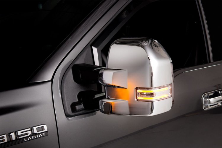 Chrome Trim Ford F150-Fits Towing Mirrors with side markers.