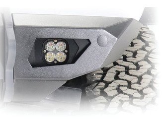 AFL2064 Black Ops Baja Squadron Front Fog Light Bezel Fits Select Ford Bronco; Jeep Wrangler JK/JL/Gladiator JT [Bare Steel]
