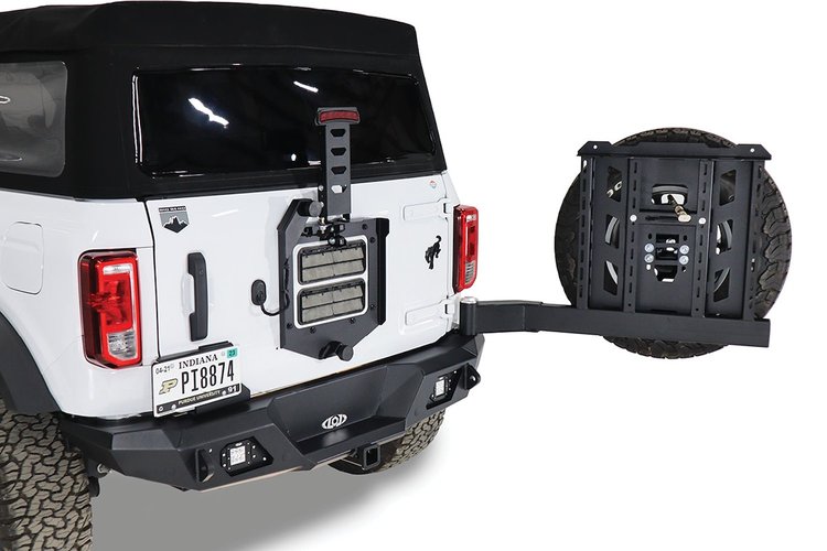 BBC2101 Destroyer Rear Bumper and Tire Carrier Fits Select Ford Bronco [Black Powder Coated]