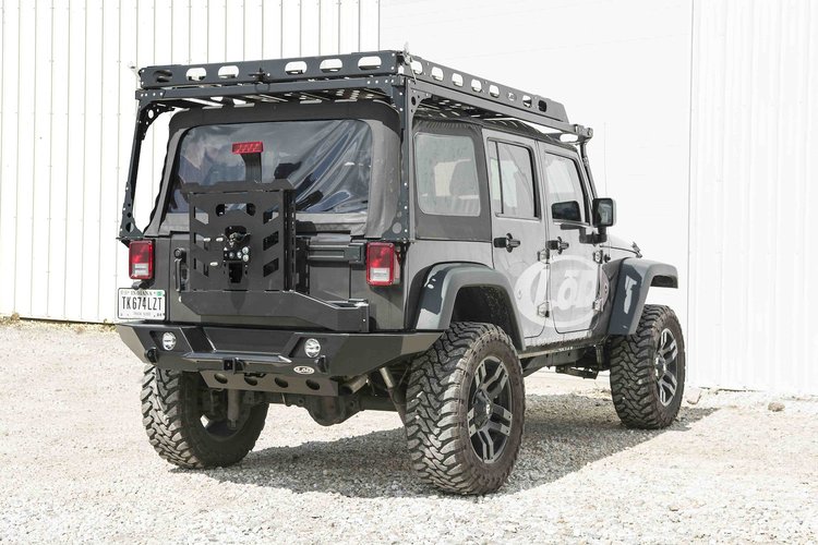 JBC0740 Destroyer Full Width Rear Bumper w/Tire Carrier 2007-2017 Jeep Wrangler JK [Bare Steel]
